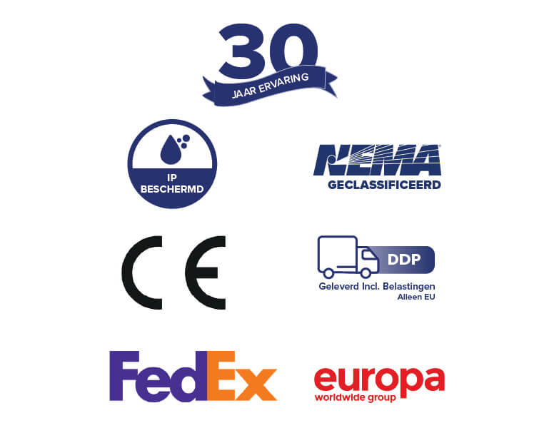 Iconen voor zekerheden, accreditaties en verzending voor Armagard
