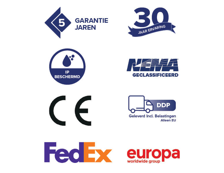 Iconen voor zekerheden, accreditaties en verzending voor Armagard Ltd