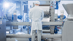 Voedselproductielijn met industrieel display systeem voor de voedingsindustrie van Armagard