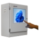 Links gericht industrieel touch monitor werkstation