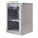 Een IP54 printer beschermkast met twee ophaalvensters, één open en één gesloten