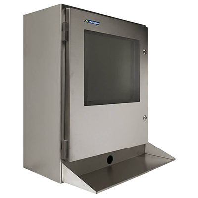 SENC-700 IP65 inox computerkast met toetsenbordlade of membraantoetsenbord in wigstijl