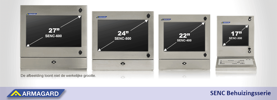 Beschikbare maten voor de IP65 inox computerkast uit de Armagard SENC-productreeks