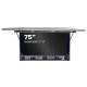 Open, vooraanzicht 75" IP69K productie monitor in RVS met Hisense 75E6NT geïnstalleerd
