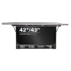 Open, frontaal zicht op 42" RVS industriële monitorbescherming met geïnstalleerde Hisense 43E6NT