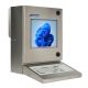 Links gerichte waterdichte industriële pc-werkplek met geïntegreerd toetsenbord