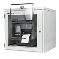Armagard Zebra ZT600 stofvrije printerkast met geopend labelvenster