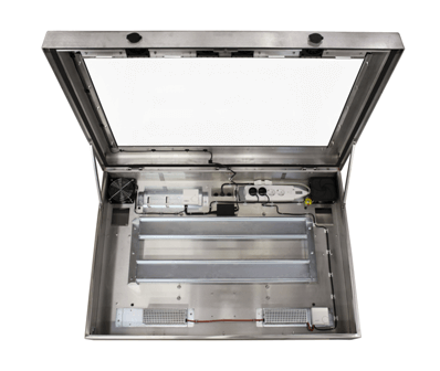 Open IP65 roestvrijstalen LCD-behuizing vooraanzicht