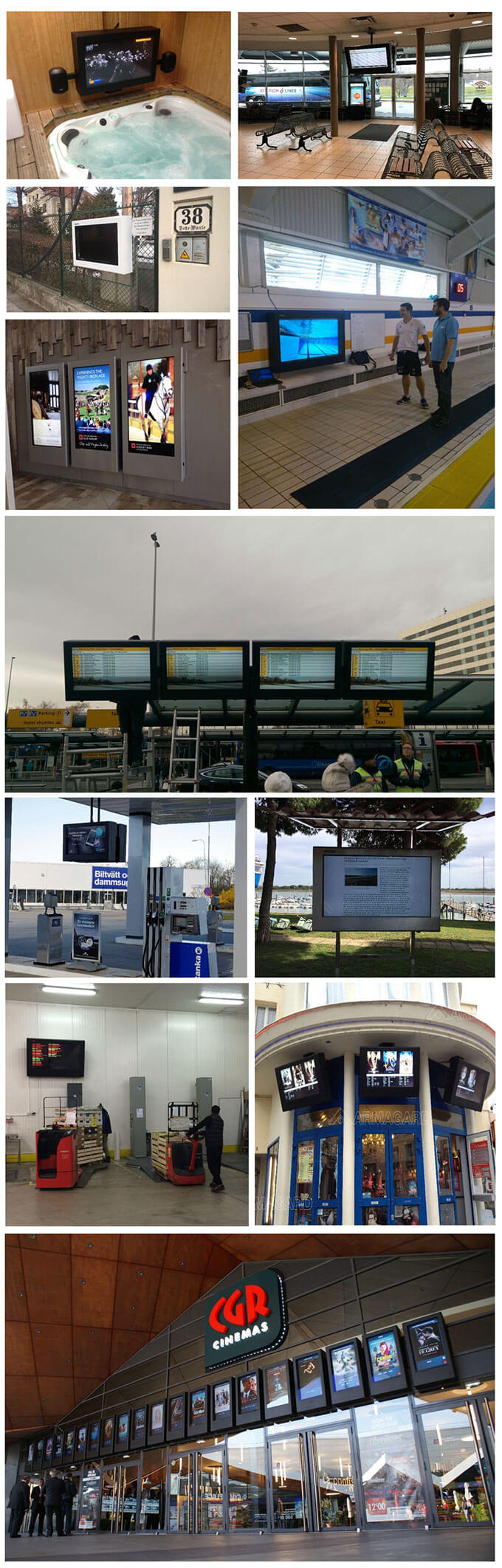 Overzicht van LCD-behuizingen in diverse installaties en omgevingen